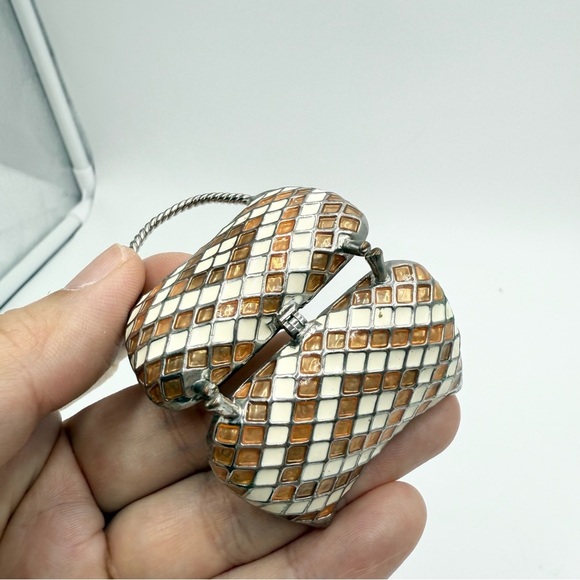 Vintage Enamel Diamond Jewelry Purse Handbag Charm Bag Pendant - Picture 6 of 9